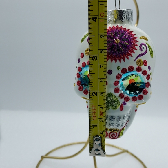 Glass Ornament Day of the Dead Glittery Festive New - Picture 4 of 5